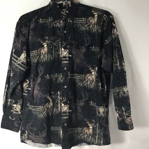 Wood & Water Outfitters Buck Deer Hunting Sport Field Shirt Medium